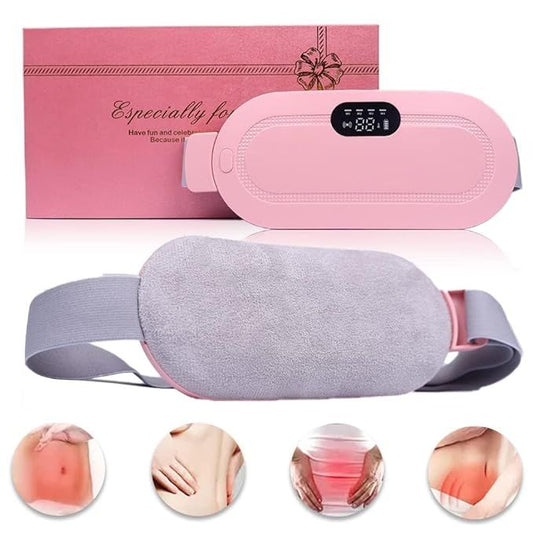 Portable Cordless Heating Pad for Menstrual Cramps Relief, for Stomach, 3-Speed Temperature Adjustment and 4-Speed Massage Modes, Back and Belly Heating Pad for Women Pink Color