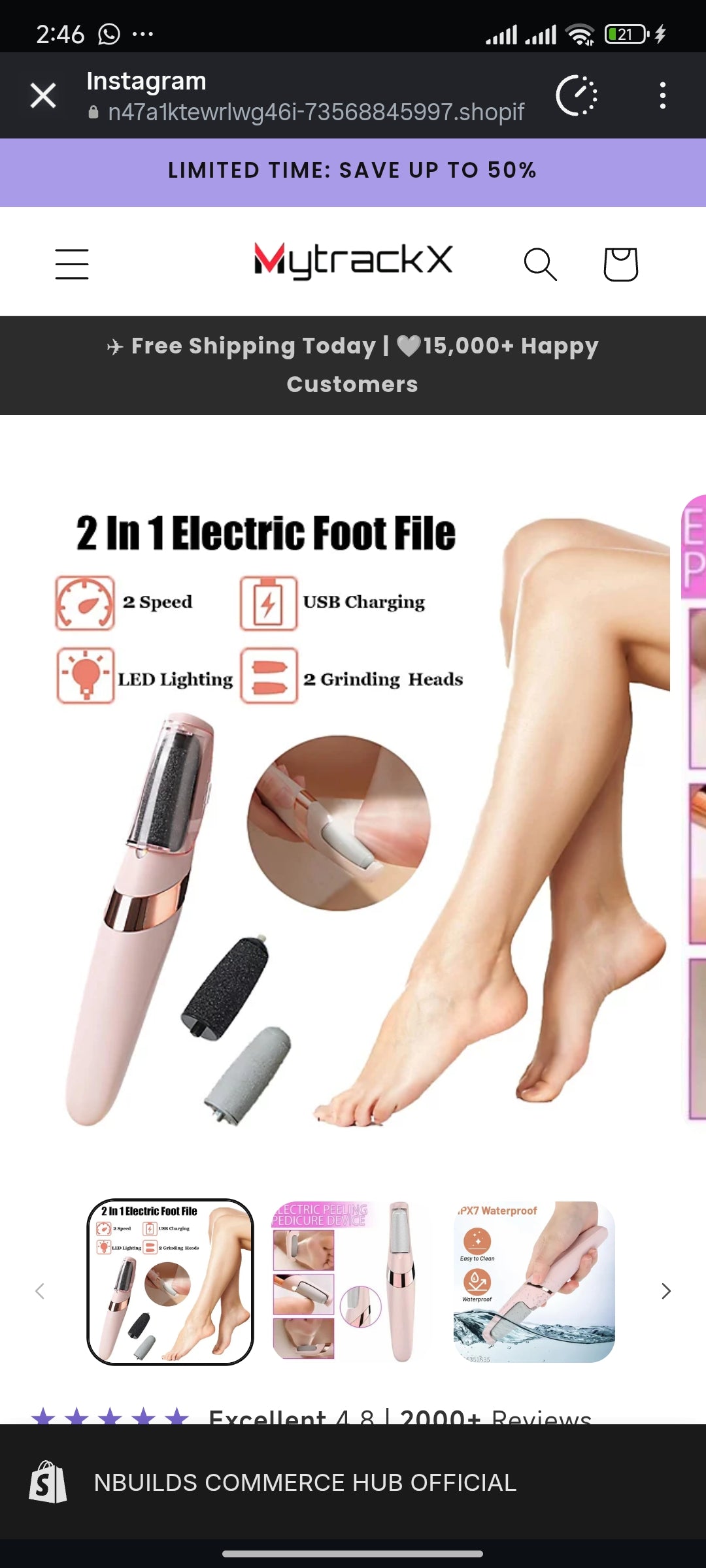 Electronic Pedicure Tool Cordless Rechargeable Callus Dead Skin Remover Polishing Wand with 2 Roller Heads
