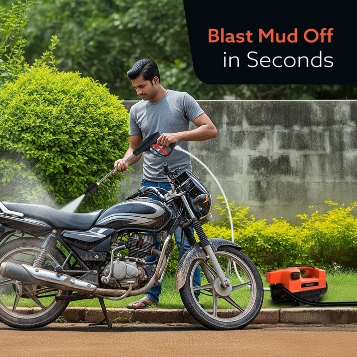 AGARO Supreme High Pressure Washer, Car Washer, 1800 Watts Motor, 120 Bars, 6.5L/Min Flow Rate, 8 Meters Outlet Hose, Portable, Car, Bike & Home Cleaning, Black and Orange