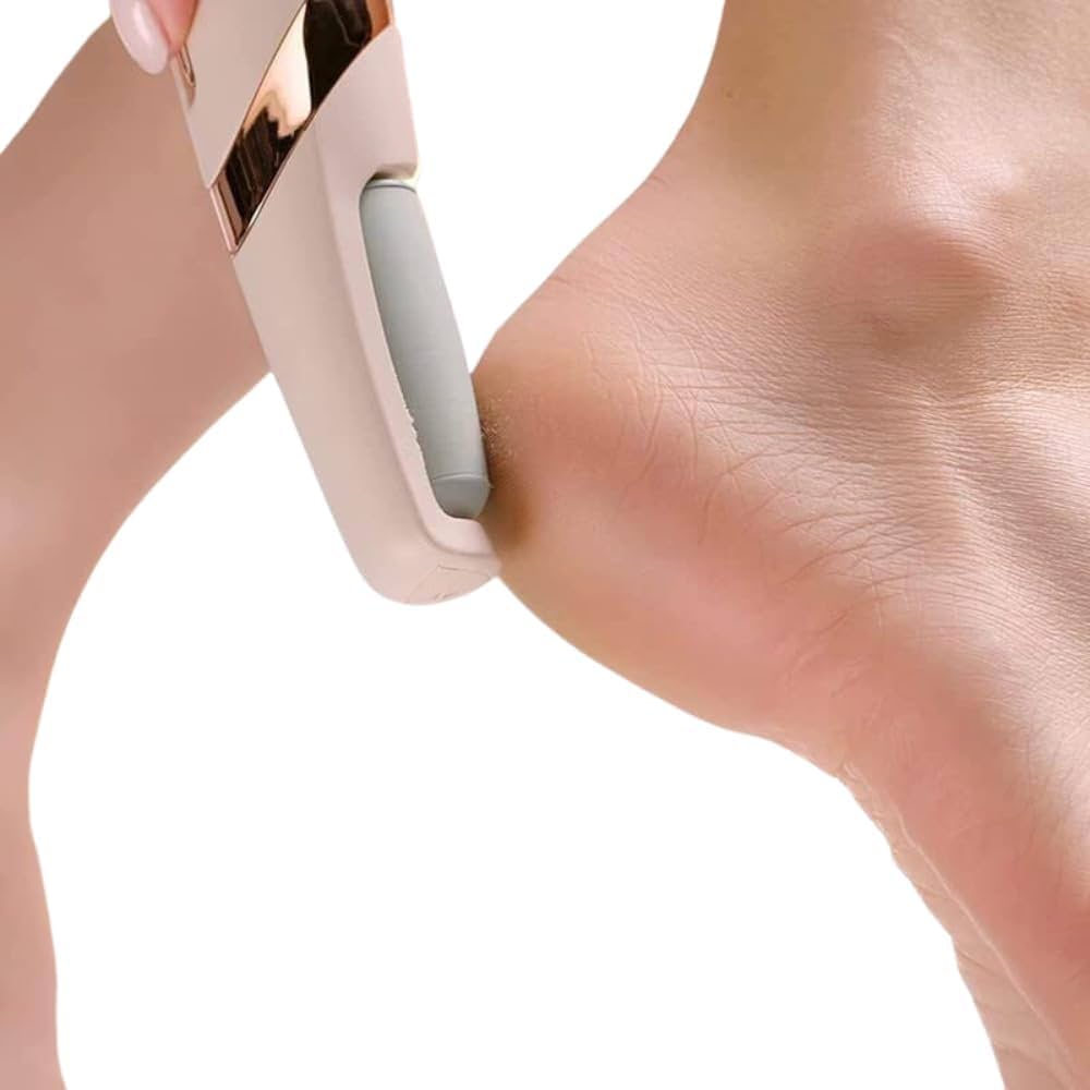 Electronic Pedicure Tool Cordless Rechargeable Callus Dead Skin Remover Polishing Wand with 2 Roller Heads