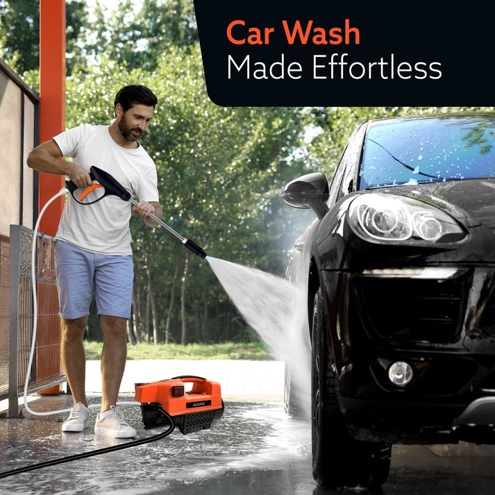 AGARO Supreme High Pressure Washer, Car Washer, 1800 Watts Motor, 120 Bars, 6.5L/Min Flow Rate, 8 Meters Outlet Hose, Portable, Car, Bike & Home Cleaning, Black and Orange