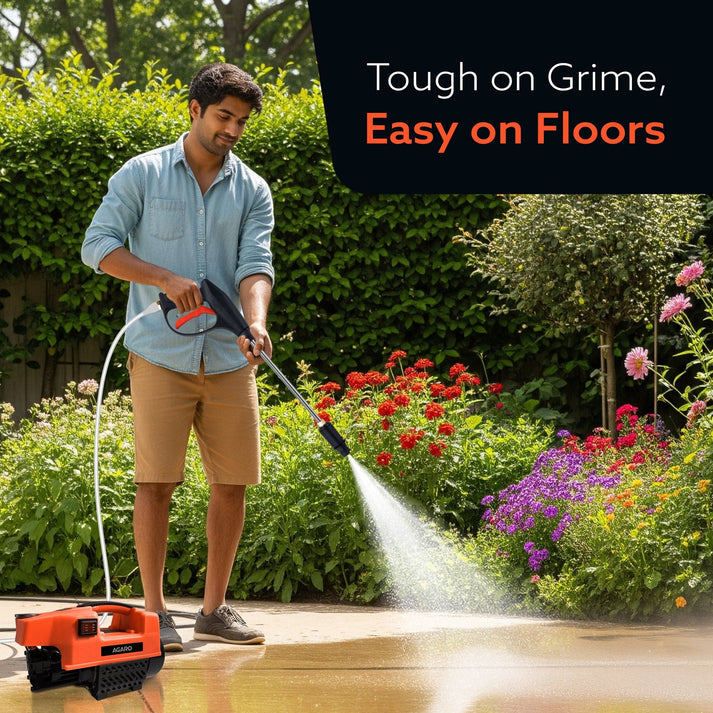 AGARO Supreme High Pressure Washer, Car Washer, 1800 Watts Motor, 120 Bars, 6.5L/Min Flow Rate, 8 Meters Outlet Hose, Portable, Car, Bike & Home Cleaning, Black and Orange